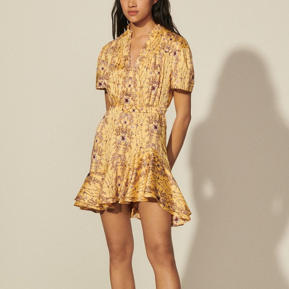 Sandro SUZETTE Yellow Floral Dress